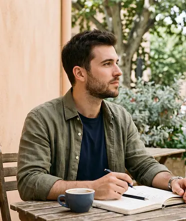 A man seated at a table